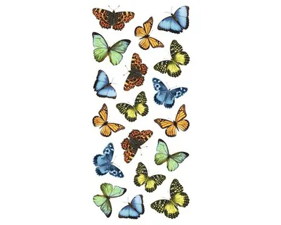 Obrázok produktu pre Nálepka na stenu Farebné motýle 15 x 31 cm, 1 hárok