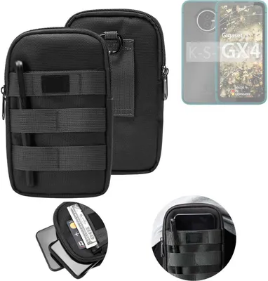 Produktbild von K-S-Trade Holster Gürtel Tasche kompatibel mit Gigaset GX4 Handy Tasche Schutz Hülle dunkel-grau viele Fächer, 1x
