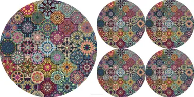 Produktbild von Tischunterlagen Filz Tischsets Rund Tischmatten Moderne Platzmatten 1+ 4 VALENCIA 33cm 16cm