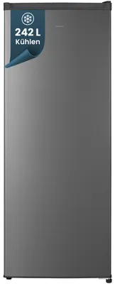 Produktbild von homeX CS2422E-S Kühlschrank ohne Gefrierfach groß, freistehender Vollraumkühlschrank - 242 Liter, 143 cm hoch, silber