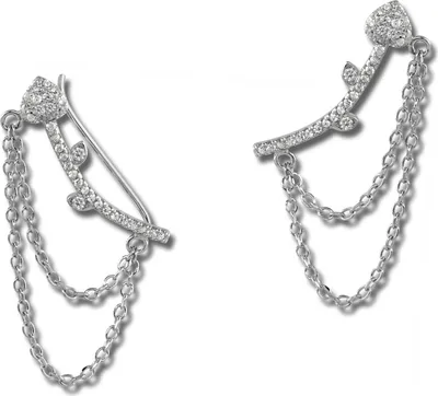 Produktbild von SilberDream weiß Ear Cuff Herz Kettchen Zirkonia 925 Silber Ohrklemmen GSO454W