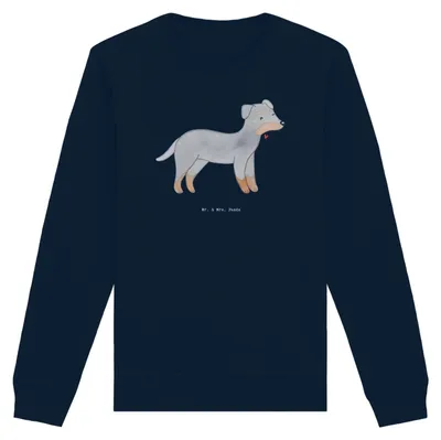 Produktbild von Mr. & Mrs. Panda Rundhals Pullover Manchester Terrier Moment Größe S - French Navy - Geschenk, Pulli, Sweater, Baumwoll, Sweatshirt