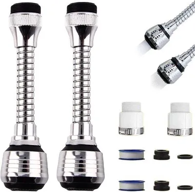 Imagen del producto de Extensión para grifo Ibenzoa® de 14,5 cm – Boquilla giratoria de 360°, ajustable, fabricada en ABS, accesorio para ahorrar agua, ideal para cocina y baño