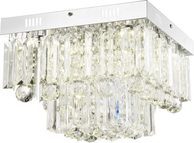 Produktbild von Globo Lighting Deckenleuchte Metall verchromt, Acrylkristalle klar, LxBxH: 320x320x240mm, inkl. 6x LED 18W 230V, 2100lm Source, 1800lm Output, 4000K