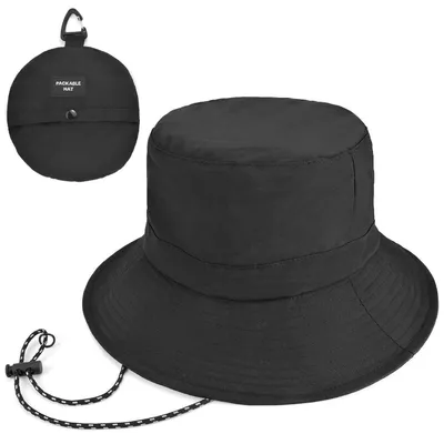 Produktbild von Bucket Hat Herren Damen UV Schutz Faltbar Schnelltrocknend Sonnenhut Schwarz Verstellbar 54-61 cm
