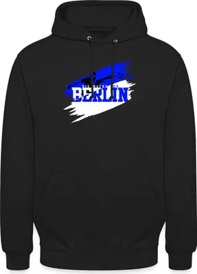 Produktbild von Spreadshirt Die Macht Aus Berlin Blau-Weiß Fußball Fan Uni Hoodie, 3XL, Schwarz