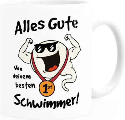 Produktbild von Kaffee-Tasse Alles Gute von deinem besten Schwimmer Spermium Geschenk Papa Vatertag Geburtstag lustige Kaffeebecher MoonWorks® weiß Keramik-Tasse