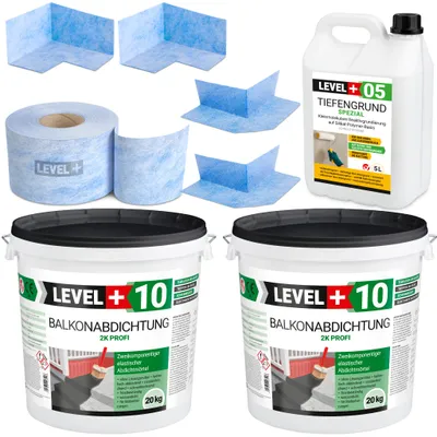 Produktbild von DichtSet 13m² Terrasse 40kg Abdichtung 2K Schwimmbad, Balkon, Bad, Sauna SET35