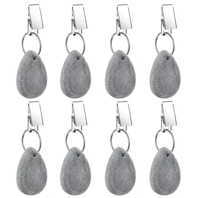 Produktbild von Tischdeckenbeschwerer Marmor 8 Stück, schwere Naturstein Gewichte mit Metallclip, windfest für Outdoor Garten & Terrasse