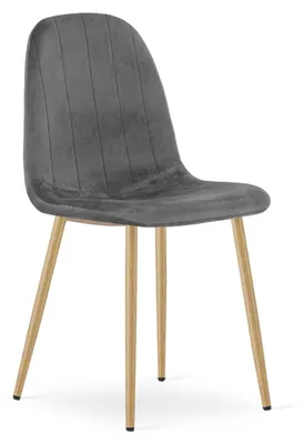 Image de Chaise - Leobert - Padva - Velours Gris Foncé/Pieds Chêne - 44,5 X 53 X 87 Cm