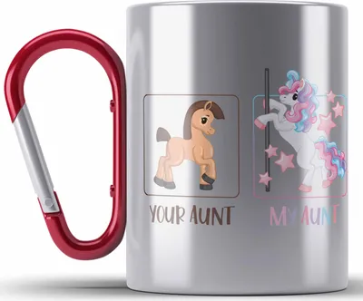 Produktbild von Trendation - Your Aunt My Aunt Edelstahl Tasse Karabiner Geschenk Beste Tante Der Welt Lustiger Spruch (Rot)