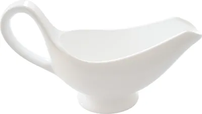 Produktbild von Sauciere aus Porzellan für Soßen, Dips und Dressings Volumen 250 ml Elegantes Design Großer Griff Farbe Weiß