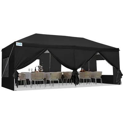 Produktbild von Quictent Faltpavillon 3x6m mit 6 Seitenteilen,Gartenpavillon mit Doppeln Entlüftung,Wasserdicht Stabil Pavillon mit 4 Sandsäcke & Rollentasche Schwarz