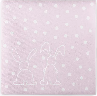 Produktbild von Sovie HOME Serviette Rabbits in Rosa aus Linclass® Airlaid 40 x 40 cm, 12 Stück - Osterserviette Osterdeko Osterhase