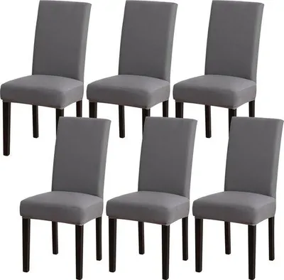 Produktbild von Famanu Stretch-Stuhlhussen Set von 6 - Abnehmbar & Waschbar - Grau