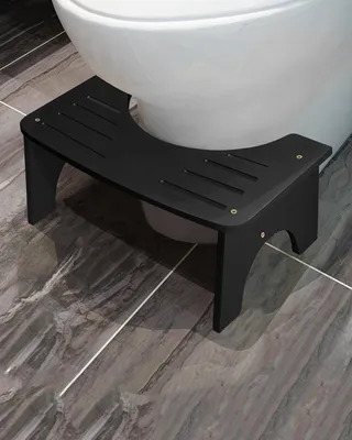 Productafbeelding van Houten Toilettenset met Antislip Pads - Comfortabele C-vormige Kruk
