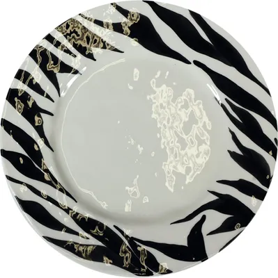 Produktbild von Speiseteller, Platzteller SAFARI Zebramuster D. 32cm schwarz weiß Virginia Casa