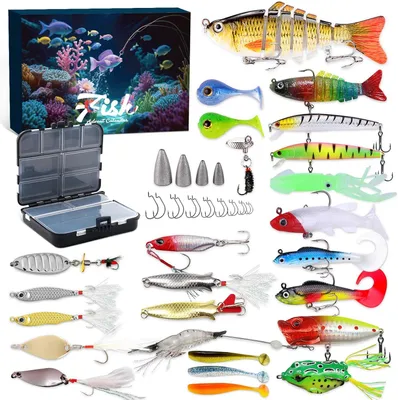 Produktbild von Adventskalender für Herren mit 24 Fächern, inklusive 26 Ködern und einer Sortierbox für Angler