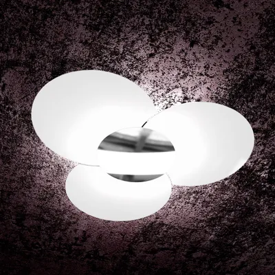 Image de Clover Plafonnier Contemporain Métal Chrome Verre Blanc 6 Lumières E27