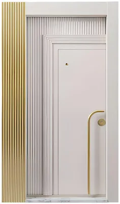 Produktbild von Weiß-Goldene Eingangstür Designer Metalltüren Hoteltüren Edle Tür