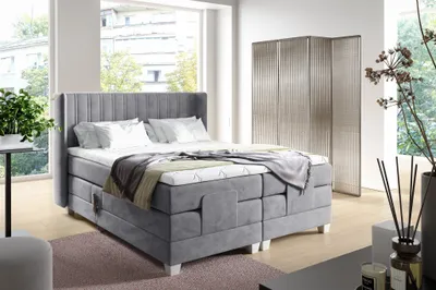 Produktbild von Boxspringbett Elektrisch Bett MAGNUS 180x200cm in Stoff Salvador Silbergrau