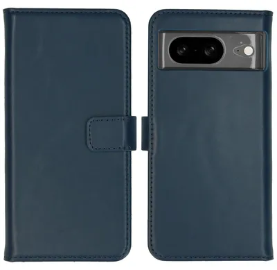 Imagen del producto de Funda de Cuero Auténtico tipo Libro para Google Pixel 8 - Azul