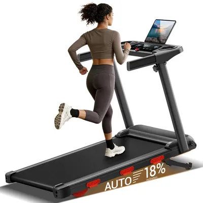 Immagine prodotto di Tapis roulant - SF60 - Inclinazione automatica fino al 18% - Motore brushless da 3,0 CV - Velocità massima: 12 km/h - Carico massimo: 160 kg - Pieghevole - Ammortizzazione a 7 strati