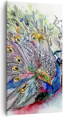 Produktbild von Bild auf Leinwand - Leinwandbild - Pfau Feder Farbe - 55x100cm - Wand Bild - Wanddeko - Wandbilder - Leinwanddruck - Bilder - Kunstdruck - Wanddekoration - Leinwand bilder - Wandkunst - PA55x100-3556