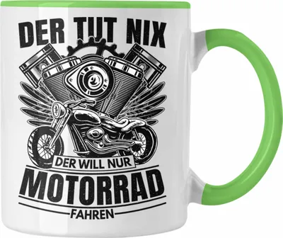 Produktbild von Trendation - Der Tut Nix Der Will Nur Motorrad Fahren Tasse Geschenk Motorrad-Fahrer Geschenk Spruch Männer (Grün)