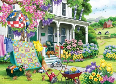 Produktbild von Cobble Hill Puzzle Blumen und Tiere - 500 Teile Puzzle