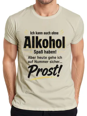 Obrázok produktu pre Tričko s nápisom "Môžem sa zabaviť aj bez alkoholu", pánske, prírodná farba, veľkosť 3XL
