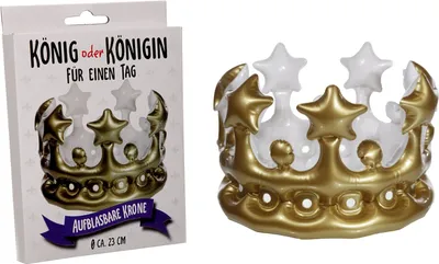 Produktbild von 1x Aufblasbare Krone, 23 cm Durchmesser, Karneval, Fasching, Geschenk, Scherzartikel, König, Königin