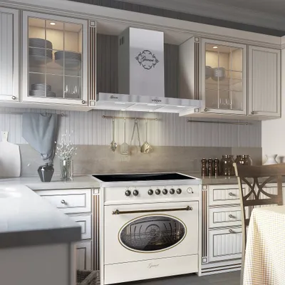 Image de Cuisinière à induction GURARI E 913 RU CR+GCH F 461 IS 9, cuisinière rétro 90 cm + hotte aspirante 90 cm