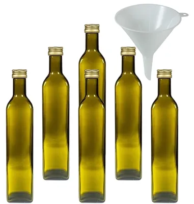 Obrázok produktu pre Sada 6 sklenených fliaš s objemom 500 ml vrátane lievika