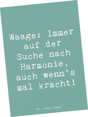 Produktbild von Mr. & Mrs. Panda bildkarte Spruch Waagen Harmonie - Meeresbrise - Geschenk, Sternzeichen, Waage, einzelkarte, Kunstkarten, Ausgleich, Ausgeglichenheit, Postkarten