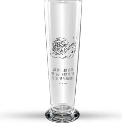 Produktbild von Mr. & Mrs. Panda Bierglas Schnecke Sir - Transparent - Geschenk, Trinkglas, Schnecken, Bier Glas, Lustige Sprüche, Lebensmut, Glasbecher, Glasbierglas, Lebenszeit