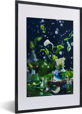 Produktbild von MuchoWow® MuchoWow® Gerahmtes Poster Tropfen - Rosen - Blumen 40x60 cm - Poster mit zchwarzem Bilderrahmen - Poster in Rahmen