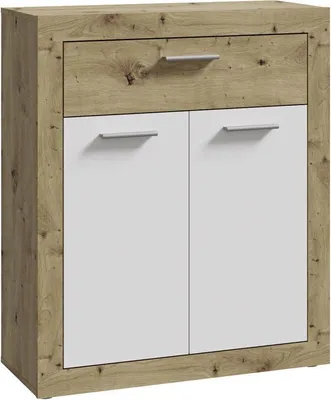 Produktbild von Forte BACCIO Schuhschrank 80 90, moderner Schuhschrank, 2-türig, Schublade, Holzwerkstoff, Artisan Eiche|Weiß, 83 cm breit x 98,2 cm hoch x 33,8 cm tief