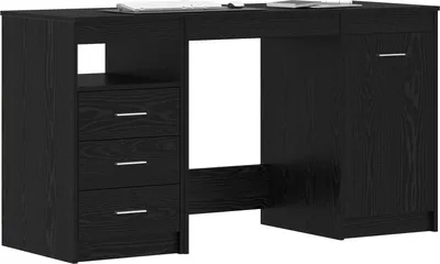 Image de vidaXL Bureau 2 pcs noir imitation chêne 140 x 50 x 76 cm