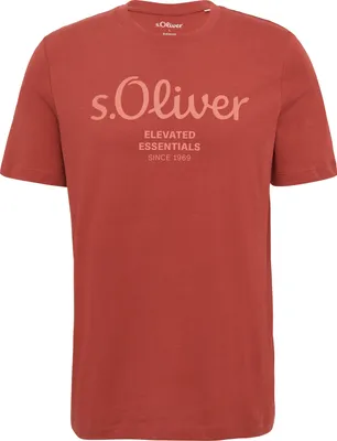 Produktbild von s.Oliver Herren T-Shirt - Basic, Logoprint, Rundhals, Baumwolle Rot M