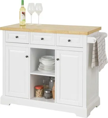 Obrázok produktu pre Drevený vozík na kuchynskú skriňu, biela/hnedá, 115 cm