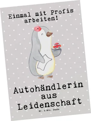 Produktbild von Mr. & Mrs. Panda Postkarte Autohändlerin Leidenschaft - Grau Pastell - Geschenk, Autohandel, bildkarte, Grußkarte, Witzig, Postkarten, Lustig, Beruf, Fotokarte, Spruch