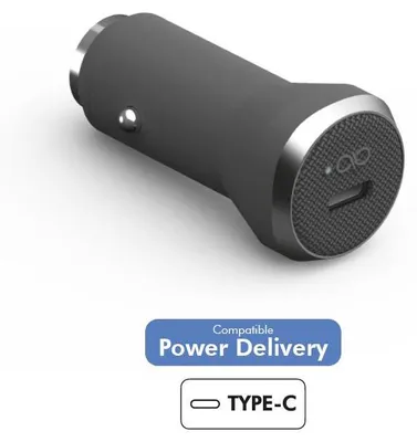 Image de Force Power, chargeur de voiture USB-C 27W Power Delivery, gris