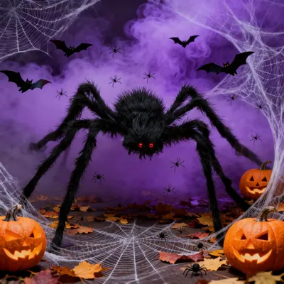 Obrázek produktu pro Dekorace na Halloween: pavučina s umělými větvičkami a elastickou pavučinou