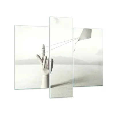Produktbild von Bilder auf glas - 3 Teile - Modern Hand Drachen - 95x80cm - Glasbilder - Wandbilder - Bilder - zum Aufhängen bereit - Wanddekoration aus Glas - Glas Bilder - Wandbild auf Glas - GCB95x80-4697