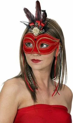 Produktbild von Venezianische Maske rot gold mit Federn Größe: ohne Attribut