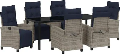 Obrázek produktu pro vidaXL Zahradní jídelní set, 7 kusů, šedá barva, polyratan