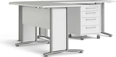 Produktbild von Prisme Eckschreibtisch 305 mit Rollcontainer weiss