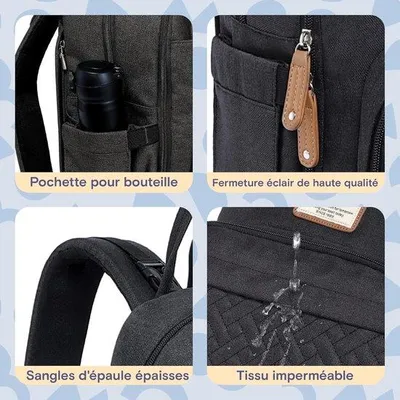 Produktbild von Famanu Babywickelrucksack mit Tragbarem Wickelkissen, Schnullerhalter und Kinderwagenriemen - Multifunktional für Eltern
