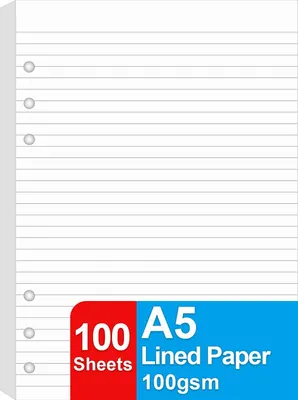 Productafbeelding van A5 Liniertes Papier, 100 Bladen Navulpapier voor Notitieboek of Planner
